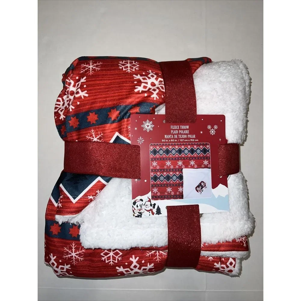 Disney Parks‎ Mickey & Minnie Mouse Holiday Fleece Throw Blanket  50